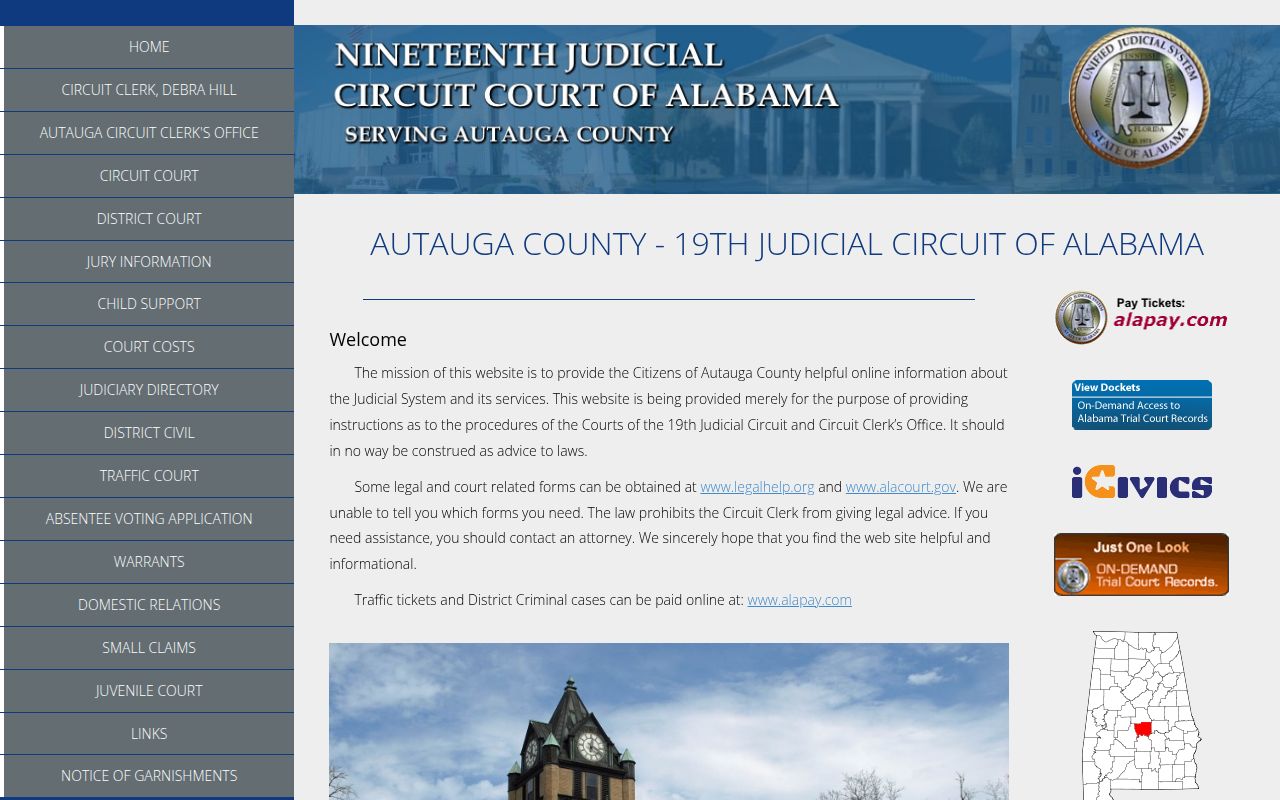 Autauga County felony records search through Alacourt