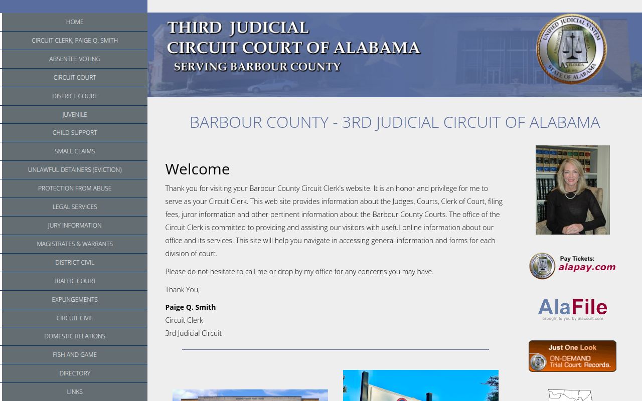 Barbour County felony records search through Alacourt