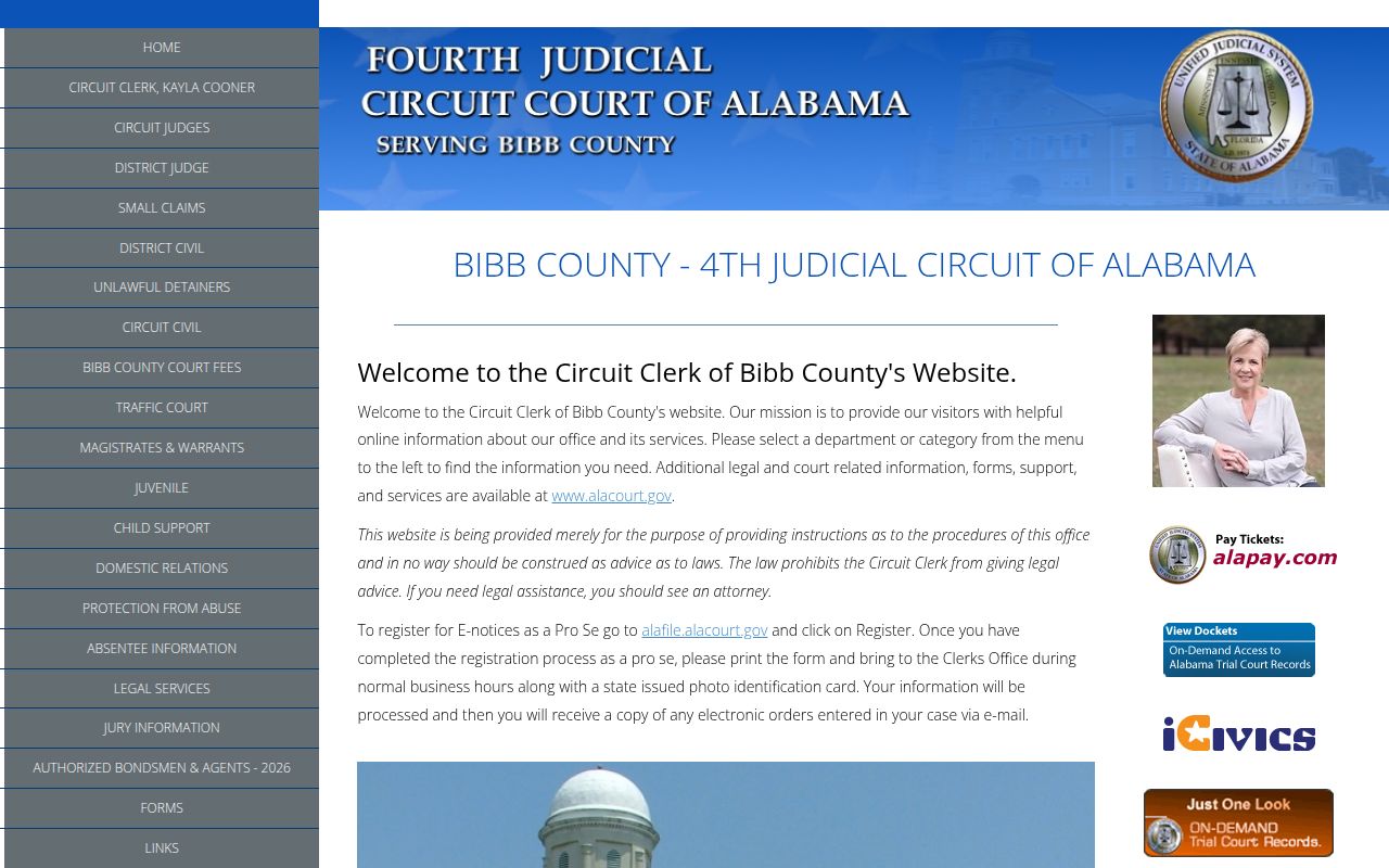 Bibb County felony records search through Alacourt
