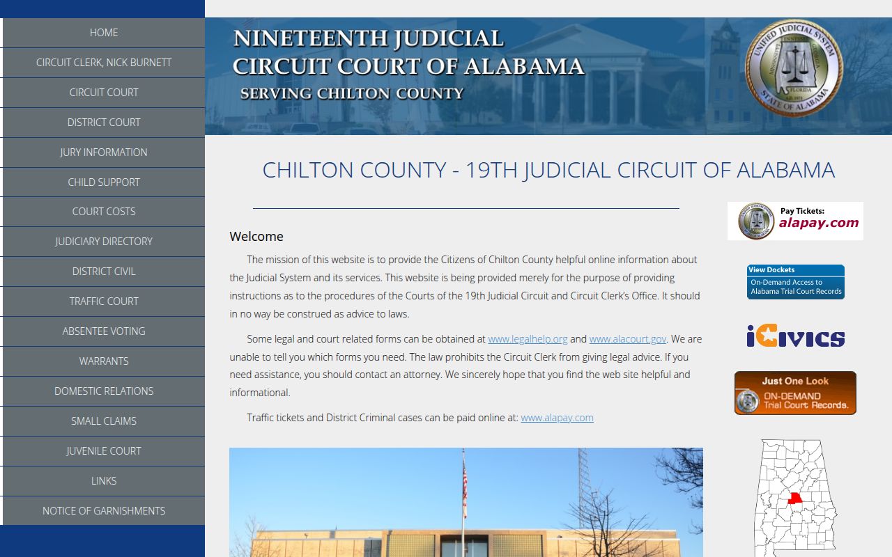 Chilton County felony records search through Alacourt