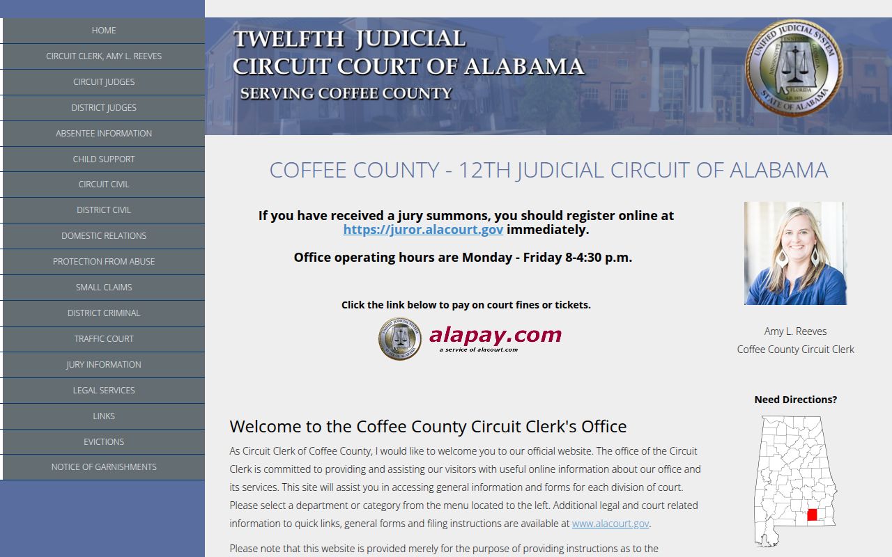 Coffee County felony records search through Alacourt