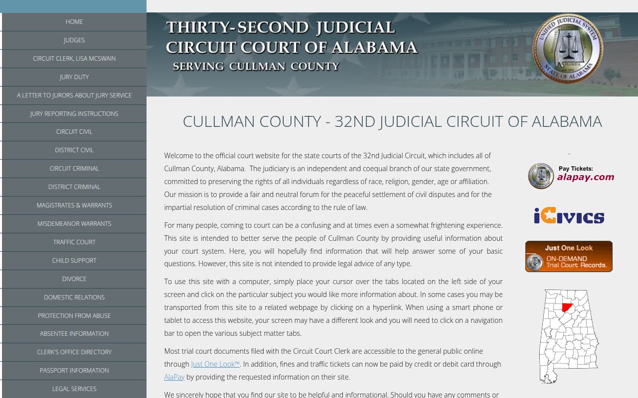 Cullman County felony records search through Alacourt