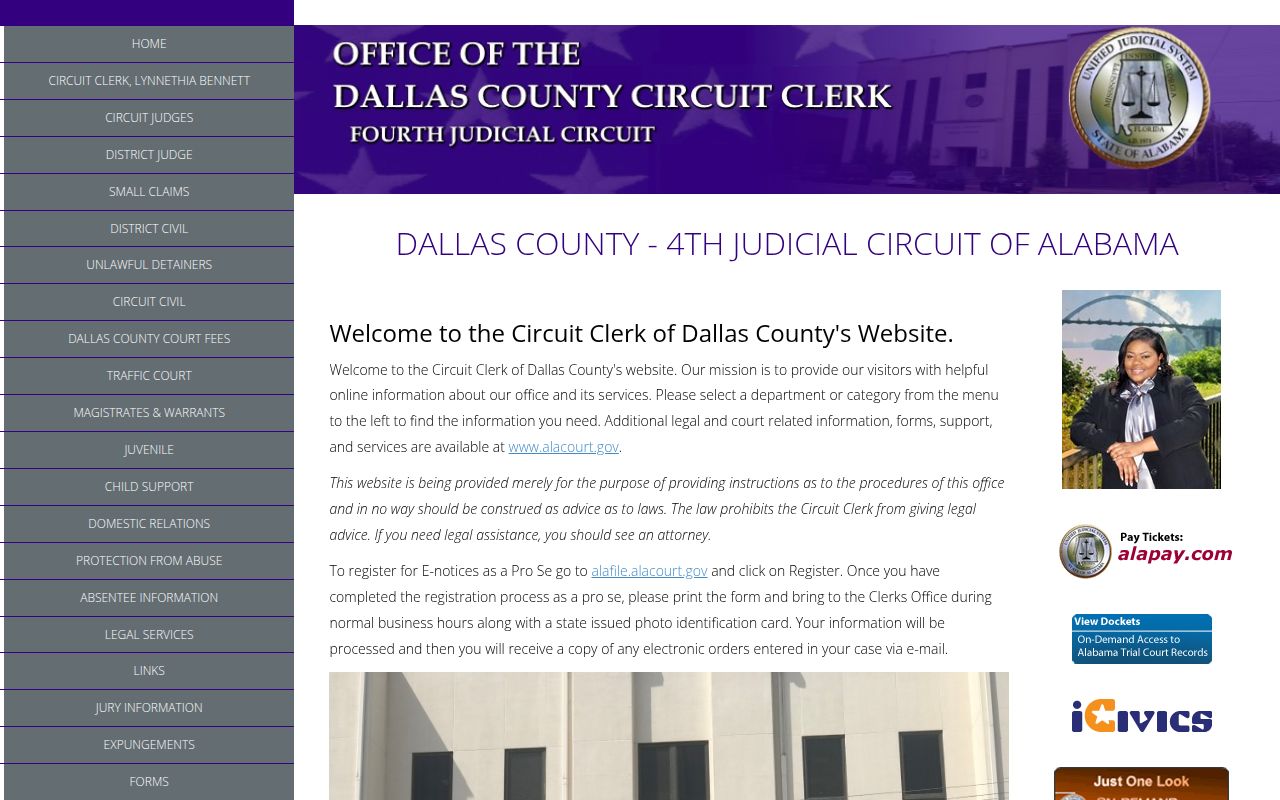 Dallas County felony records search through Alacourt