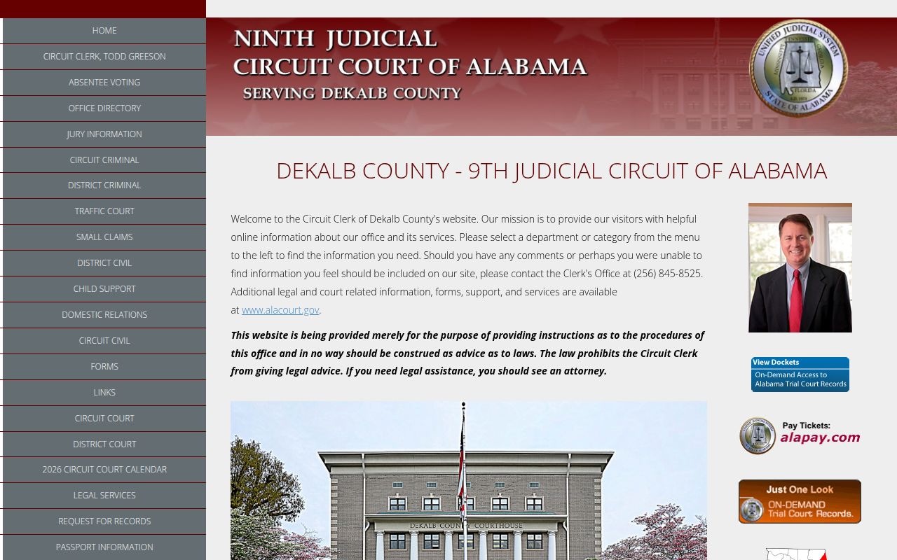DeKalb County felony records search through Alacourt