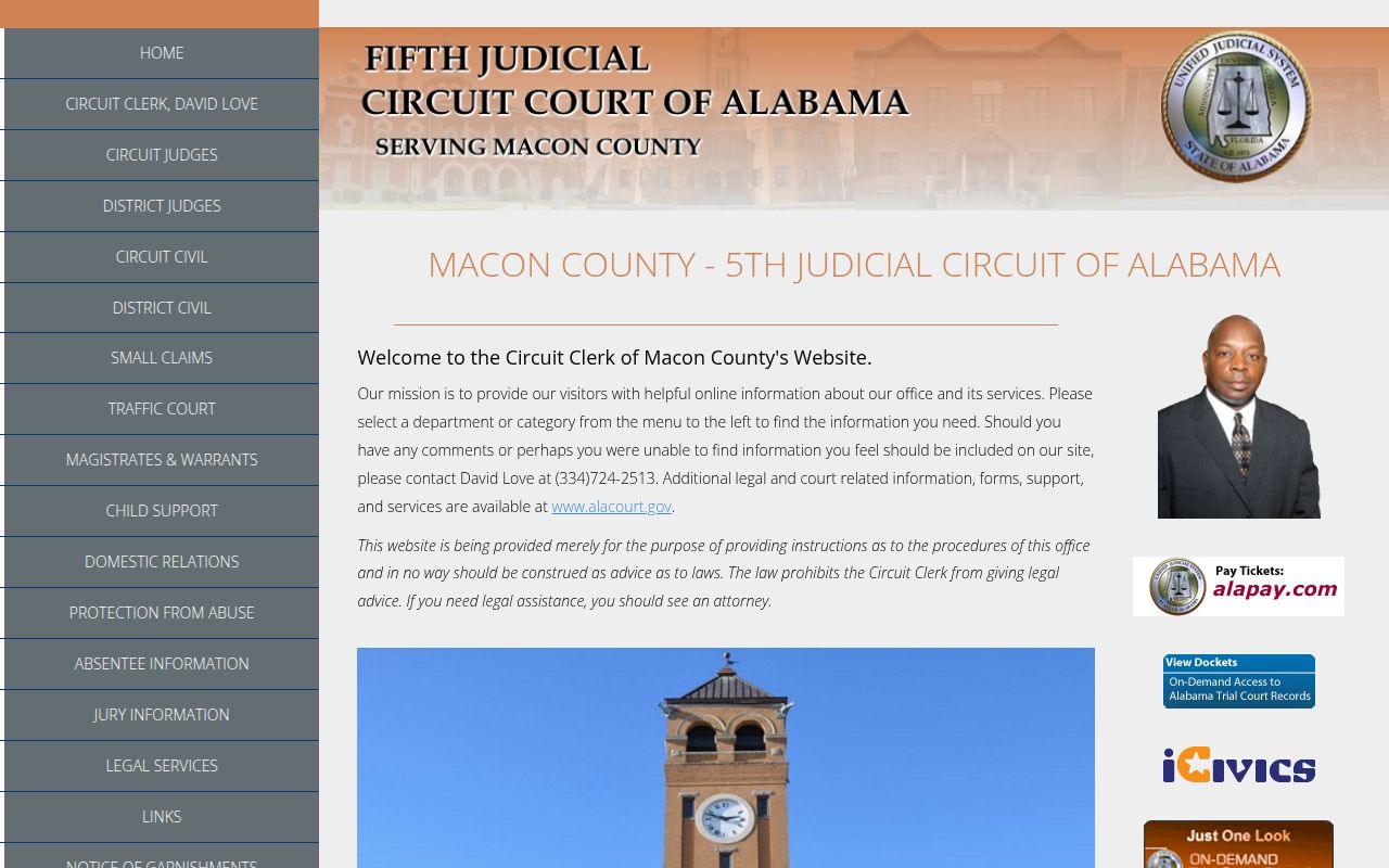 Macon County felony records search through Alacourt