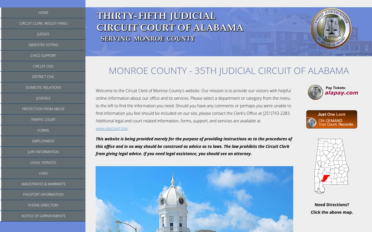 Monroe County felony records search through Alacourt