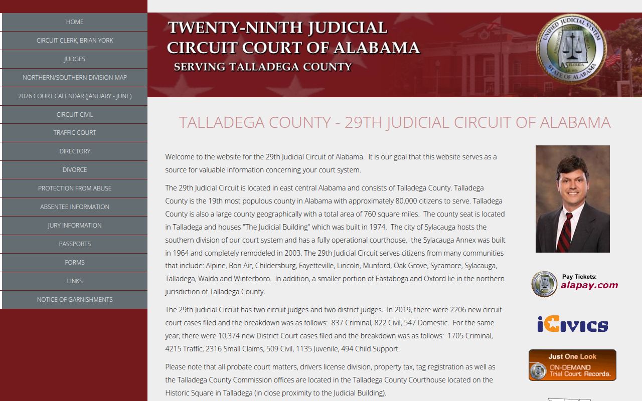 Talladega County felony records search through Alacourt